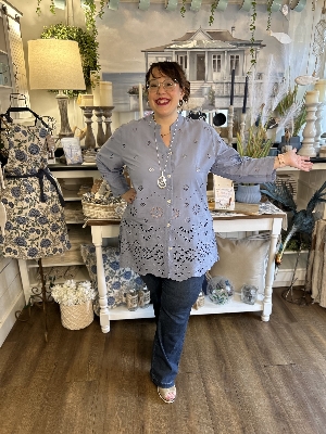 PARSLEY&SAGE Tunique avec broderie anglaise C- Denim