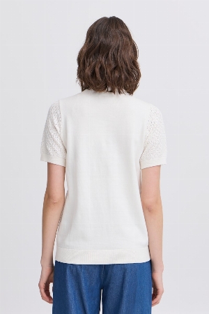 FRANSA Chandail de tricot ajouré  C- Blanc