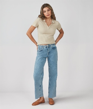 LOLA JEANS Jeans à jambes larges ourlet effiloché