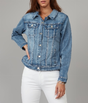 LOLA JEANS Veston de jeans classique C- Bleu moyen délavé