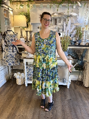 DRESS ADDICT Robe froissée sans manche C- Bleu Multi