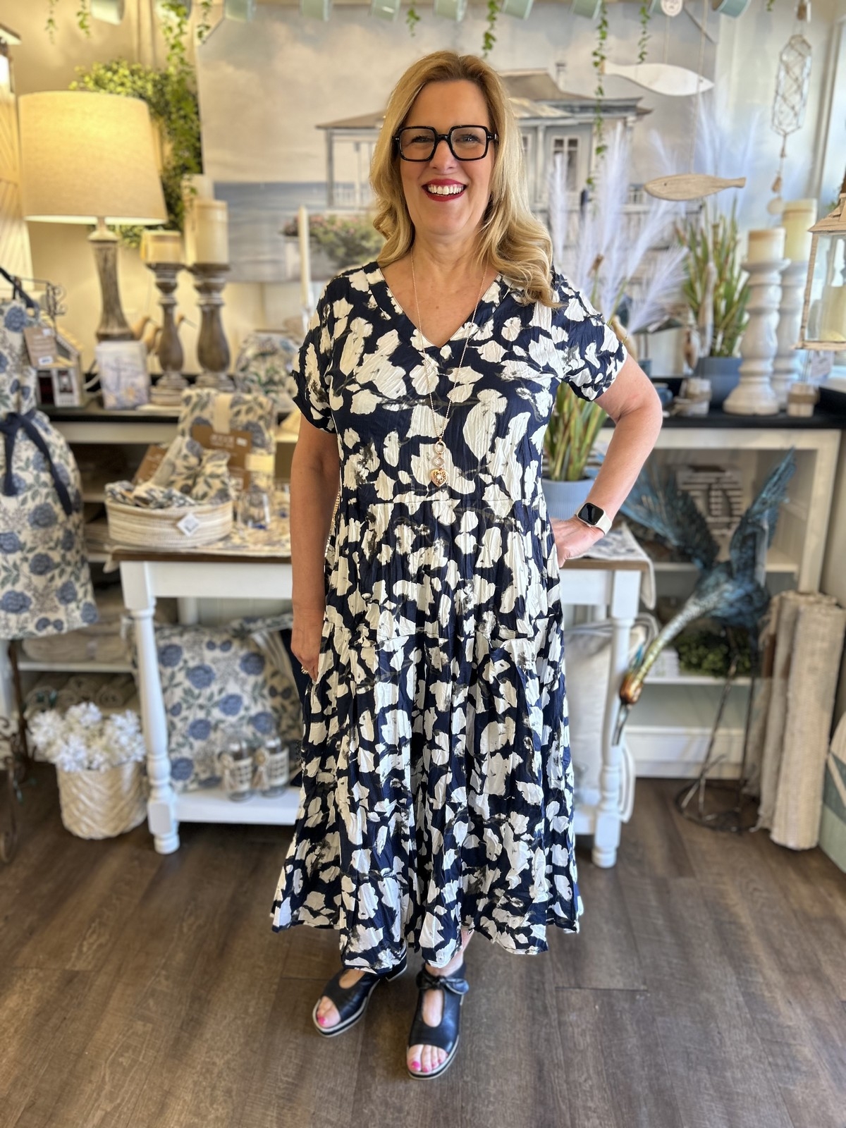 DRESS ADDICT Robe longue à manches courtes C-Marine