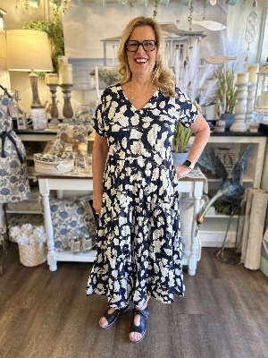 DRESS ADDICT Robe longue à manches courtes C-Marine
