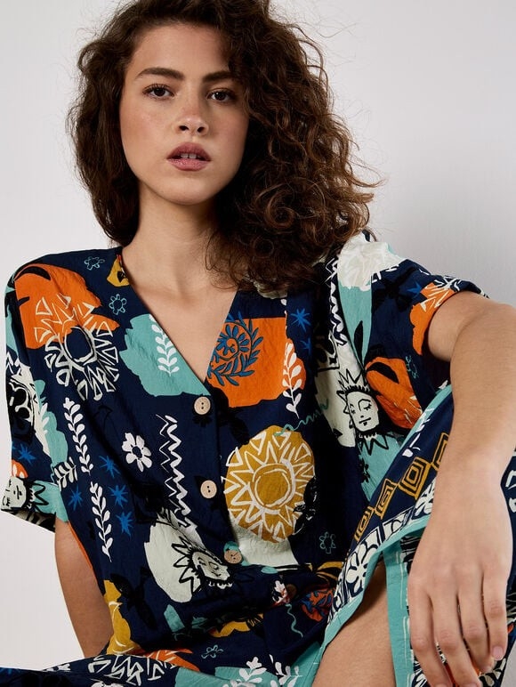 APRICOT Blouse à manches courtes imprimé estival C-Multi