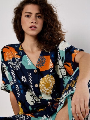 APRICOT Blouse à manches courtes imprimé estival C-Multi