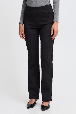 FRANSA Pantalon pull on classique à jambes droites C-Noir