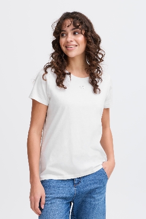 FRANSA T-Shirt avec petit logo 'Hello' à la poitrine C-Blanc
