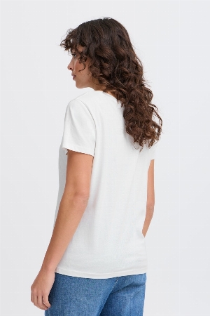 FRANSA T-Shirt avec petit logo 'Hello' à la poitrine C-Blanc