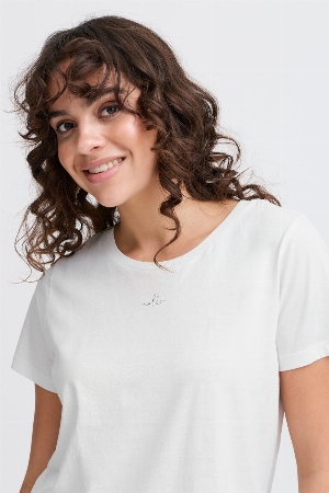 FRANSA T-Shirt avec petit logo 'Hello' à la poitrine C-Blanc