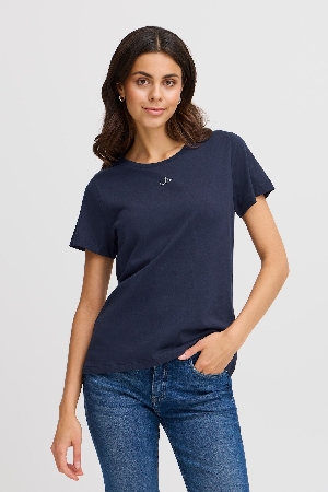 FRANSA T-Shirt avec petit logo 'Hello' à la poitrine C-Marine