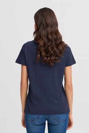 FRANSA T-Shirt avec petit logo 'Hello' à la poitrine C-Marine
