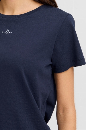 FRANSA T-Shirt avec petit logo 'Hello' à la poitrine C-Marine