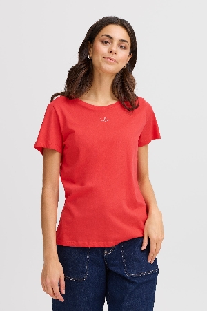 FRANSA T-Shirt avec petit logo 'Hello' à la poitrine C-Rouge