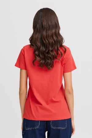 FRANSA T-Shirt avec petit logo 'Hello' à la poitrine C-Rouge