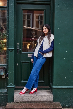 FRANSA Jeans classique à jambes larges C- Bleu moyen