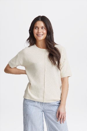 FRANSA Chandail de tricot de coton manches courtes C-Naturel