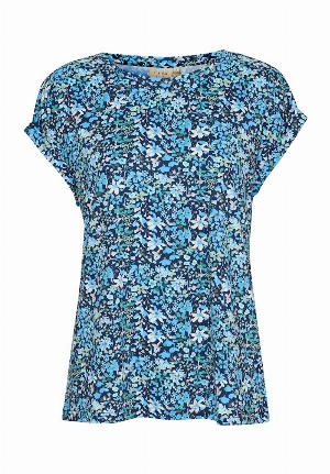 FRANSA T-Shirt à motif floral bleu C-Bleu Multi