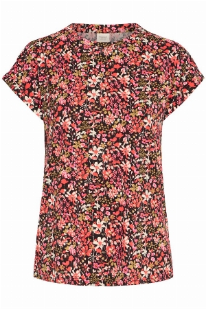 FRANSA T-Shirt à motif floral rouge C- Rouge multi