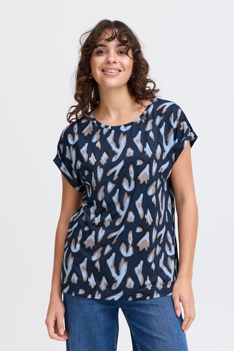 FRANSA T-Shirt à motif imprimé C-Marine multi