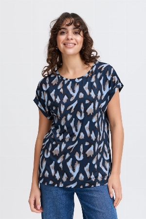 FRANSA T-Shirt à motif imprimé C-Marine multi