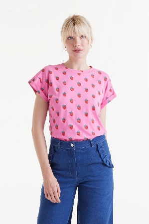COMPANIA FANTASTICA T-Shirt à imprimé 'Fraises' C-Rose