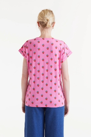 COMPANIA FANTASTICA T-Shirt à imprimé 'Fraises' C-Rose