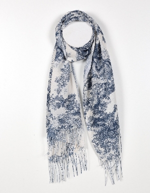 TOM & EVA Foulard léger à imprimé Toile de Jouy C-Marine