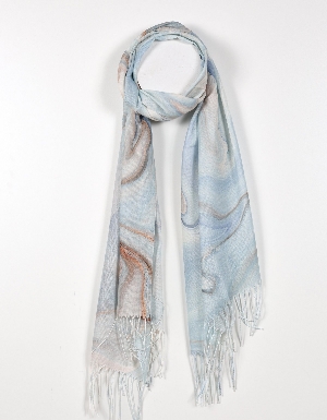 TOM & EVA Foulard à imprimé de Tourbillon abstrait C- Bleu multi