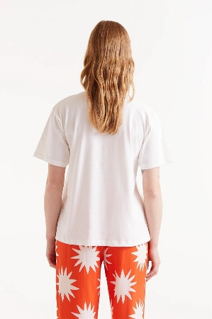 COMPANIA FANTASTICA T-Shirt à imprimé Fleur Orange C- Blanc