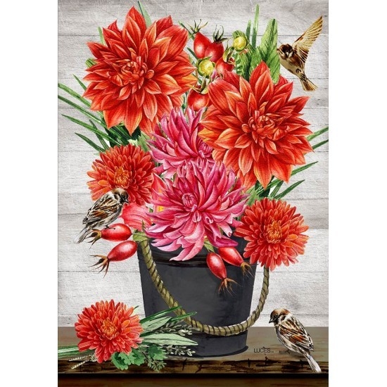 LUCIES.CA Grand drapeau 28X40po Thème: Dahlia
