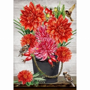 LUCIES.CA Petit drapeau 12X18po Thème: Dahlia