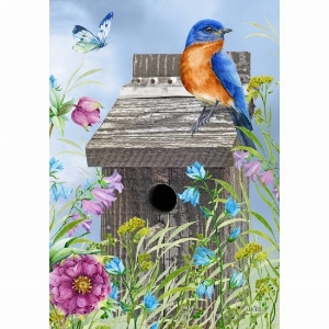 LUCIES Grand drapeau 28X40po Thème: Merle bleu