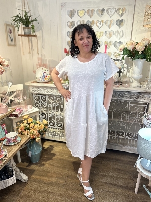 ORIENTIQUE Robe t-shirt de forme ballon C-Blanc