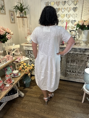 ORIENTIQUE Robe t-shirt de forme ballon C-Blanc