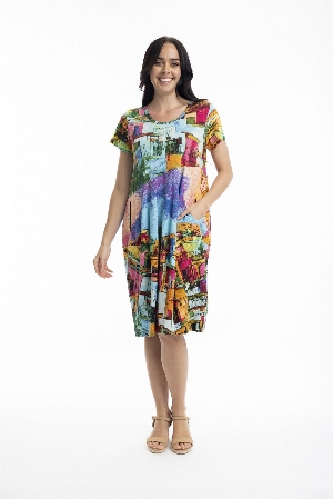 ORIENTIQUE Robe t-shirt de forme ballon  Imprimé: Havana