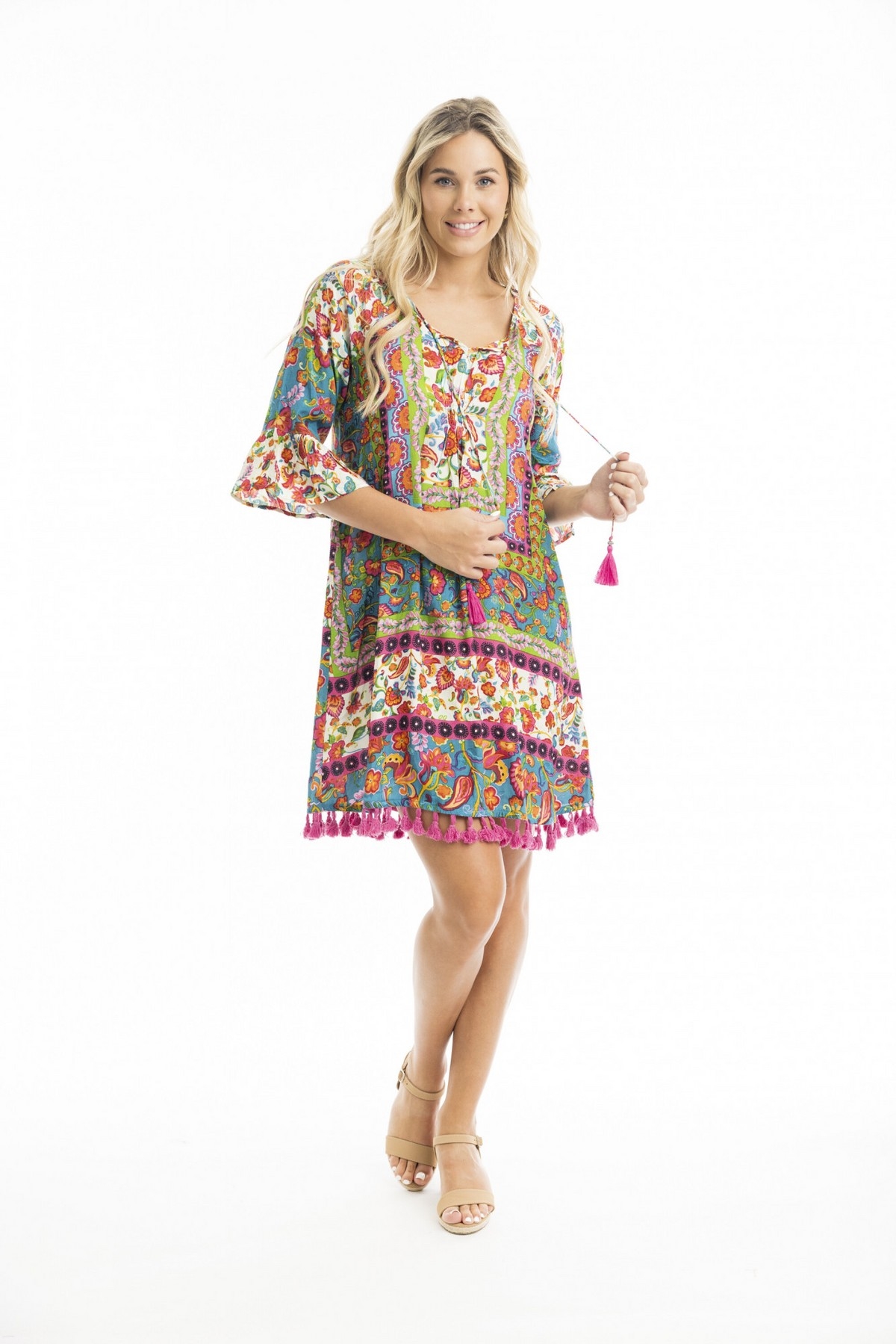 ORIENTIQUE Robe courte de style bohême Imprimé: Carvalho