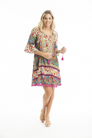 ORIENTIQUE Robe courte de style bohême Imprimé: Carvalho