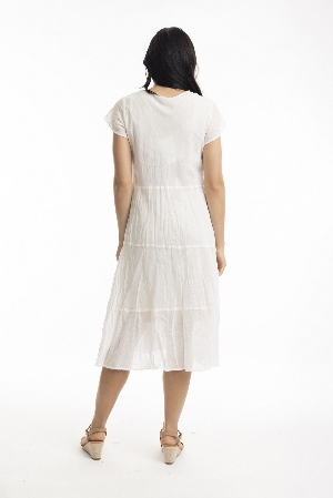 ORIENTIQUE Robe de gaze de coton à ligne A C- Blanc