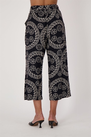 GABBY ISABELLA Pantalon pull on à imprimé floral C-Noir
