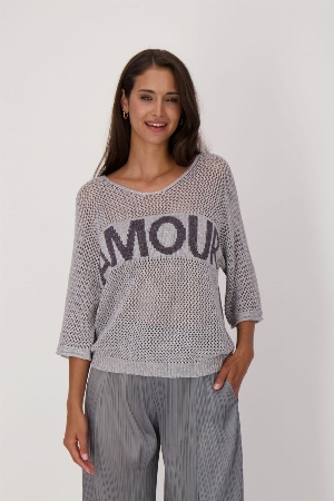 GABBY ISABELLA Tricot à mailles de lurex avec logo  AMOUR C-Argent