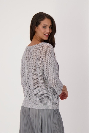 GABBY ISABELLATricot à mailles de lurex avec logo AMOUR C-Argent
