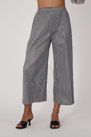 GABBY ISABELLA Pantalon pull on plissé à jambes larges C-Argent