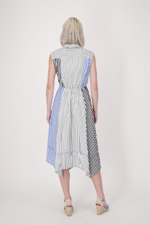 GABBY ISABELLA Robe multimatière de coupe assymétrique C- Bleu