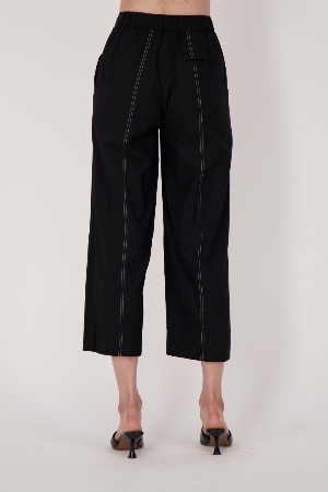 SPANNER Pantalon à jambe droites fendue à l'ourlet devant C-Noir
