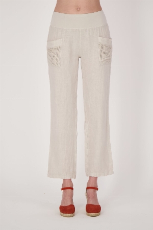 SPANNER Pantalon pull on en lin uni C-Sable