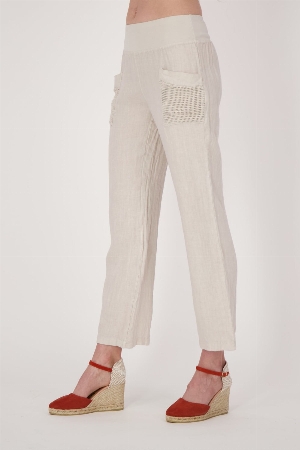 SPANNER Pantalon pull on en lin uni C-Sable