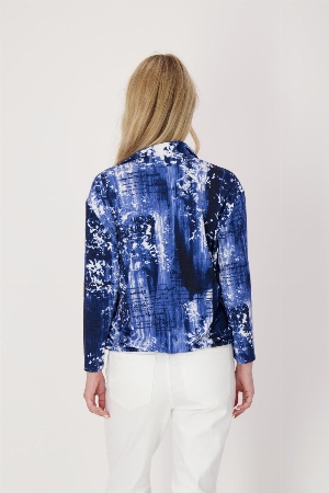 SPANNER Blouse imprimée avec lien à l'ourlet C-Bleu