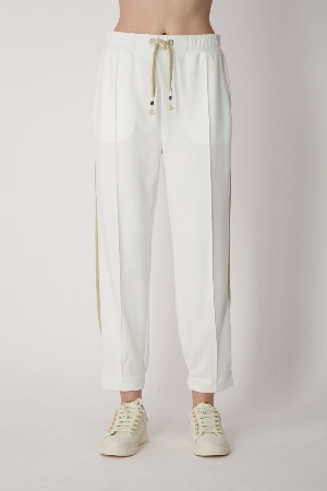 SPANNER Pantalon pull on à jambes droites avec bandes dorées C-Ivoire