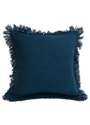 ADV Coussin uni avec bordure de frange C-Marine