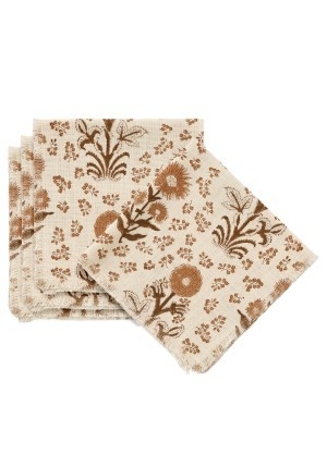 ADV Ensemble de serviettes de table imprimé floral C-Crème